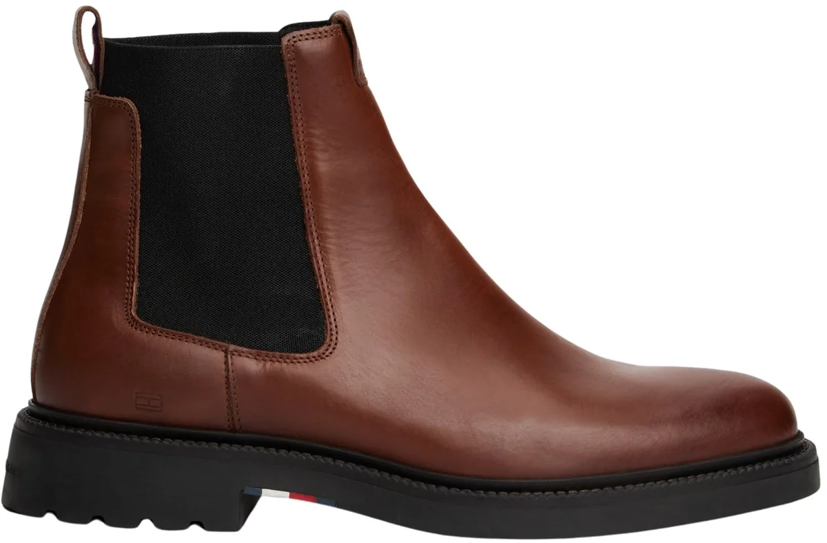 Tommy Hilfiger Męskie HILFIGER COMFORT LWT LTH CHELSEA FM0FM05591 półbuty, brązowe (zimowe koniak), 6,5, Brązowy zimowy koniak, 40 EU