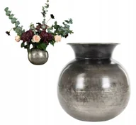 Wazony i flakony - WAZON NA KWIATY LOFT 18cm KULA metalowy srebrny do salonu sypialni prezent - miniaturka - grafika 1