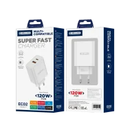 Ładowarki do telefonów - JELLICO ładowarka sieciowa multi-kompatybilna EC02 PD 120W 1xUSB-C + 1xUSB QC3.0 Biały - miniaturka - grafika 1