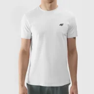 Koszulki męskie - Koszulka Męska 4F Biały T-shirt sportowy Regular Bawełna Basic XL - miniaturka - grafika 1