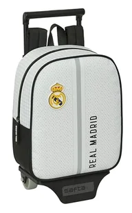 Safta REAL MADRID 1. WYPOSAŻENIE 24/25 - Plecak przedszkola z wózkiem, idealny dla dzieci w różnym wieku, wygodny i wszechstronny, jakość i wytrzymałość, 22x10x27 cm, kolor biały/szary, biały/szary, - Plecaki - miniaturka - grafika 1