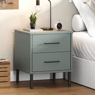 Szafki nocne - Lumarko Szafka nocna OSLO, metalowe nóżki, szara, sosnowa - miniaturka - grafika 1