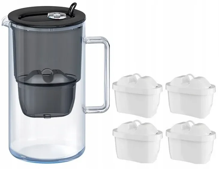 Dzbanek Filtrujący Aquaphor Glass 2,5l Szklany Czarny +4 Filtry