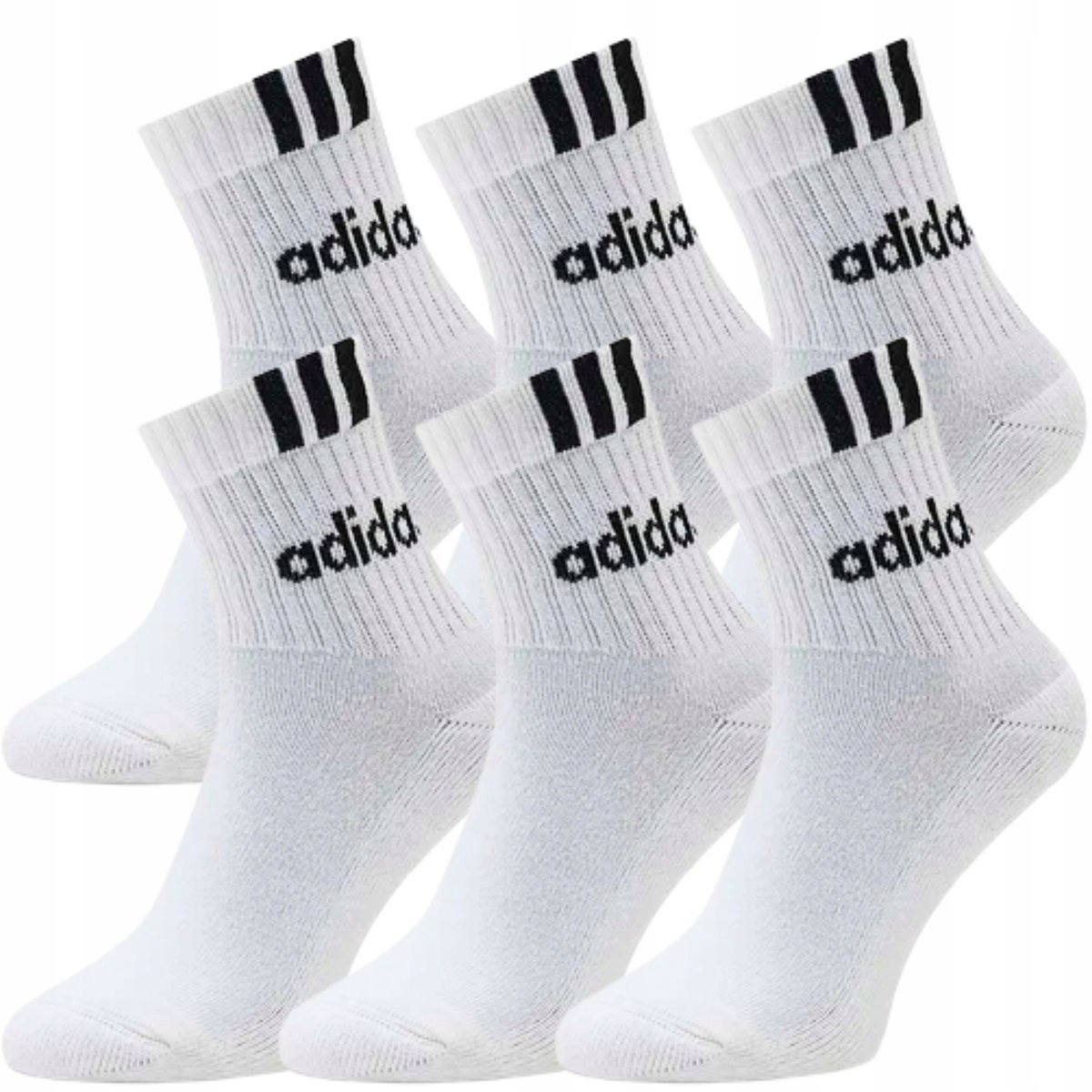 ADIDAS Skarpety MĘSKIE Długie Bawełna 43-45 6 PAR białe