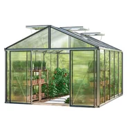 Szklarnie ogrodowe - GFP szklarnia Asteria 23 Premium 311x385 cm - grube panele poliwęglanowe ok. 16 mm - kolor: aluminium naturalne - miniaturka - grafika 1