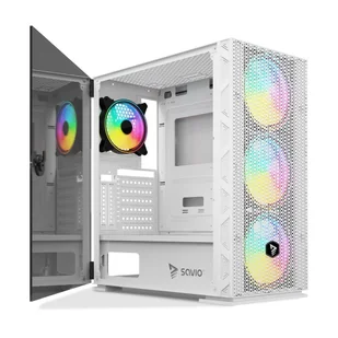 SAVIO OBUDOWA PC ARGB MESH/GLASS RAPTOR WHITE X1 - Obudowy komputerowe - miniaturka - grafika 7
