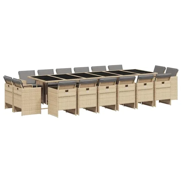 Zestaw Mebli Ogrodowych Rattan PE, Stół 330x106x73 cm, Krzesła 50,5x54x7