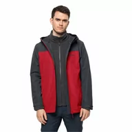 Kurtki męskie - Męska kurtka Jack Wolfskin TAUBENBERG 3IN1 JKT M adrenaline red - S - miniaturka - grafika 1