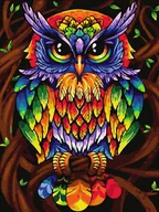 Zabawki kreatywne - Haft Diamentowy Bez Ramy Tęczowa Sowa 30x40 Mozaika Diamentowa 5d - miniaturka - grafika 1