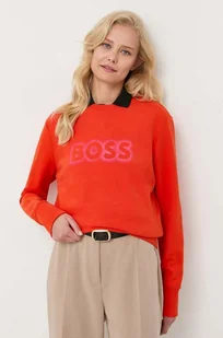 BOSS bluza bawełniana damska kolor pomarańczowy z nadrukiem 50468357 - Bluzy damskie - miniaturka - grafika 1