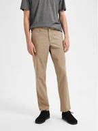 Spodnie męskie - Selected Homme Spodnie materiałowe New 16087665 Beżowy Regular Fit - miniaturka - grafika 1