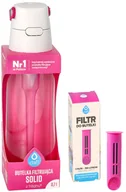 Butelki filtrujące - Butelka filtrująca Solid Różowa 0,7L + 2x filtr wkład węglowy do butelki - miniaturka - grafika 1