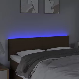 Lumarko Zagłówek do łóżka z LED, ciemnobrązowy, 144x5x78/88 cm, tkanina - Inne meble do sypialni - miniaturka - grafika 4