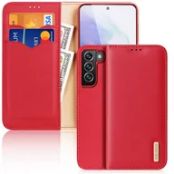 Etui i futerały do telefonów - Dux Ducis Hivo skórzane etui z klapką pokrowiec ze skóry naturalnej portfel na karty i dokumenty Samsung Galaxy S22+ (S22 Plus) czerwony - miniaturka - grafika 1