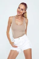 Koszulki i topy damskie - Eldar Lotta Bokserka prążkowana dzianina cappucino XL - miniaturka - grafika 1