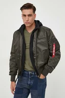 Kurtki męskie - Alpha Industries kurtka bomber MA-1 D-Tec męski kolor zielony zimowa - miniaturka - grafika 1