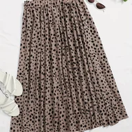 Spódnice - TEMU Spódnica z Rozkloszowanymi Kropkami dla Kobiet - Elastyczny Pas, Możliwość Prania w Pralce, Nieelastyczna Materiał, Wiosenno-Letnie Stroje - miniaturka - grafika 1