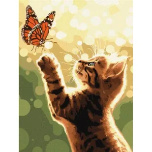 Ideyka Malowanie po numerach - Kot i motyl 30x40cm - Malowanie po numerach - miniaturka - grafika 1