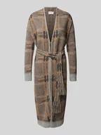 Swetry damskie - Długi kardigan z wiązanym paskiem - miniaturka - grafika 1