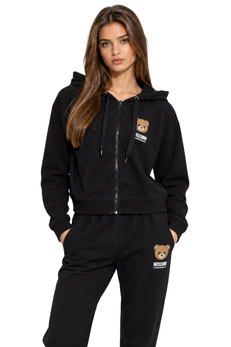 MOSCHINO Czarna damska bluza zapinana z kapturem M