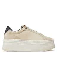 Sneakersy damskie - Sneakersy Tommy Hilfiger Th Platform Sneaker Triangle FW0FW08115 Beżowy - miniaturka - grafika 1