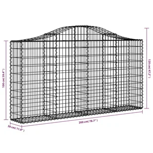 VIDAXL Łukowaty kosz gabionowy, 200x30x100/120cm, galwanizowane żelazo - Ogrodzenia - miniaturka - grafika 6