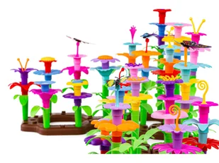 Klocki Konstrukcyjne 222 elementy, Zestaw Do Zbudowania Kwiatowej Kompozycji, Ogród + Kwiatki - Klocki - miniaturka - grafika 5