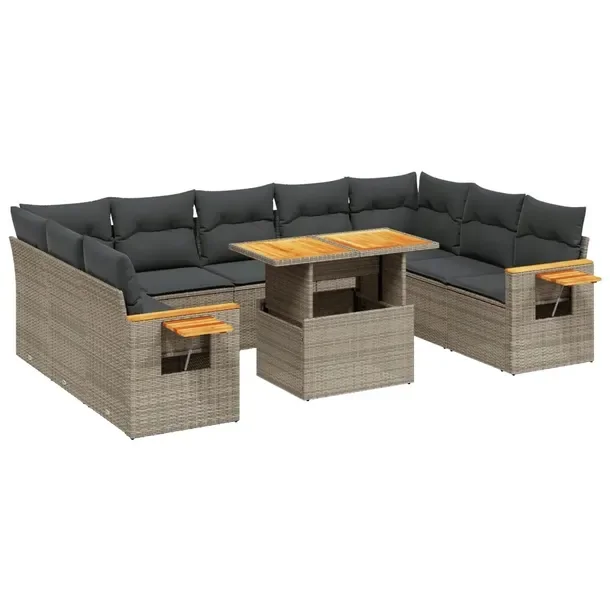 Zestaw mebli ogrodowych modułowych szary rattan PE 55-100 x 55-62 x 44-73