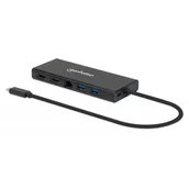 Huby USB - Manhattan USB 3.2 Gen 1 USB-C to Dual HDMI Multiport Adapter USB-C to 2x HDMI 4K30Hz 2x USB-A USB-C Power Delivery Gigabit RJ45 Port - miniaturka - grafika 1