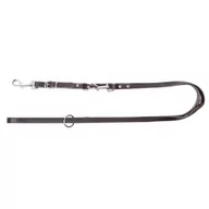 Smycze dla psów - Dingo Smycz Skóra przedłużana nitowana 200 cm czarna 8332 - miniaturka - grafika 1