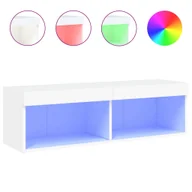 Szafki RTV - vidaXL Szafka pod telewizor z oświetleniem LED biała 100x30x30 cm - miniaturka - grafika 1