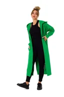 Bluzy damskie - Długa Rozpinana Bluza z Kapturem - Zielona - MOE - miniaturka - grafika 1