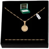 Biżuteria dla dzieci - ZŁOTY ŁAŃCUSZEK SINGAPUR + ZAWIESZKA SZKAPLERZ 925/585 NA KOMUNIĘ + GRAWER - miniaturka - grafika 1