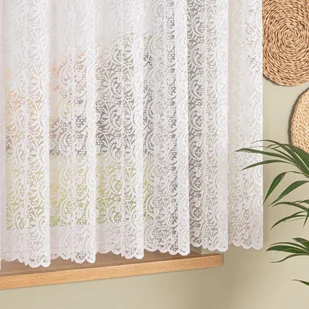 Krótka firana żakardowa ze wzorem ornamentowym po całości, kolor biały, rozmiar: - 300x180 cm - Firany - miniaturka - grafika 1