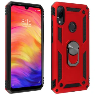 Xiaomi Redmi Note 7 Case Bi Material Sztywny miękki magnetyczny stojak z pierścieniem Czerwony - Etui i futerały do telefonów - miniaturka - grafika 1
