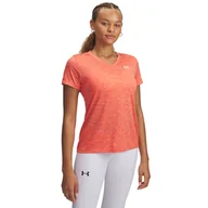 Koszulki i topy damskie - Damska Koszulka z krótkim rękawem UNDER ARMOUR TECH SSV- TWIST 1384227-847 – Pomarańczowy - miniaturka - grafika 1
