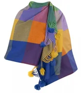 Apaszki i szaliki damskie - Szal szalik ciepła chusta w kratkę z pomponami - miniaturka - grafika 1