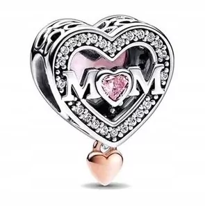 Charms do bransolet SERCE MAMA dla mamy SREBRO C387 - Wisiorki - miniaturka - grafika 1