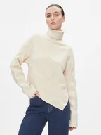Swetry damskie - Calvin Klein Sweter Asymetric Modern Cable Sweater K20K206016 Beżowy Regular Fit - miniaturka - grafika 1