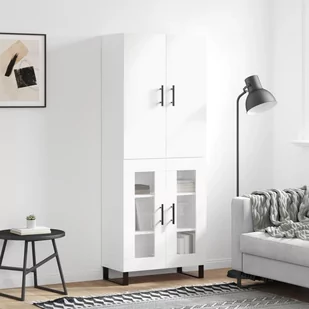 vidaXL Witrynka biała połysk 69,5x34x180 cm materiał drewnopochodny - Witryny - miniaturka - grafika 1