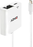 Adaptery i przejściówki - Adapter USB Lindy 43284 USB-C - RJ45 + USB-C Biały 43284 - miniaturka - grafika 1