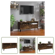 Szafki RTV - The Living Store szafka pod telewizor dąb wędzony 100x34,5x44,5 cm materiał drewnopochodny - miniaturka - grafika 1