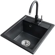 Zlewozmywaki z baterią - Zlewozmywak ICEBERG Uno ZZB14103BM Czarny + bateria stojąca - miniaturka - grafika 1