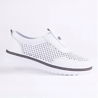 Półbuty damskie - Półbuty damskie ażurowe GOODIN GD-RS-2103 skóra wsuwane lekkie białe 39 - miniaturka - grafika 1