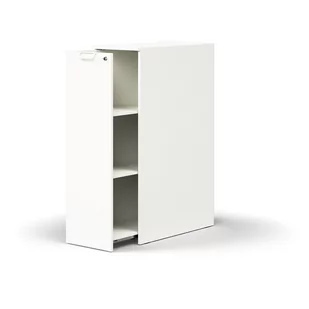 Zamykana szafka boczna QBUS, lewa z uchwytem, 1250x400x800 mm, biały - Szafki biurowe - miniaturka - grafika 1