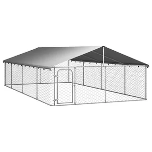 shumee shumee Kojec z zadaszeniem dla psa 600x300x150 cm 8720286705117 - Budy dla psów - miniaturka - grafika 1