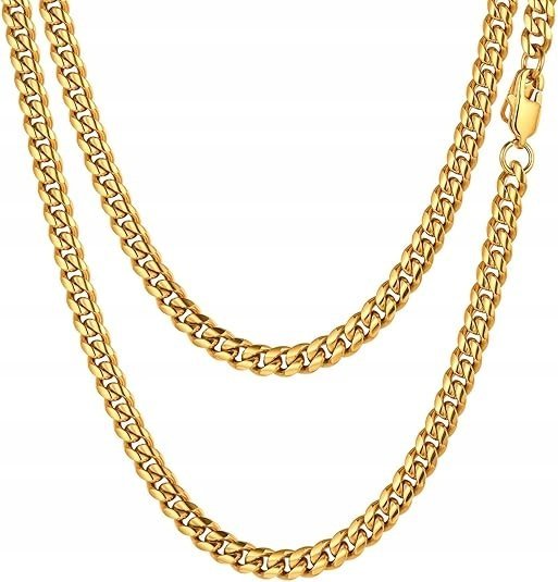 ŁAŃCUSZEK MĘSKI ZŁOTY ŁAŃCUCH PANCERKA 6 MM 50 CM DIAMENTOWANY