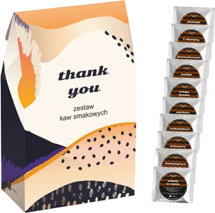 Gotowy zestaw prezentowy „Thank You“ kawa aromatyzowana PREMIUM mix 10szt. prezent upominek podziękowanie dla nauczyciela wychowawcy mentora - Zestawy upominkowe - miniaturka - grafika 1
