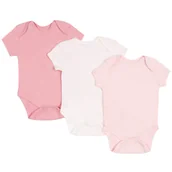 Body dla niemowląt - 3x Różowo-białe body na krótki rękaw, certyfikat OEKO-TEX 0-0 m 50 cm - miniaturka - grafika 1