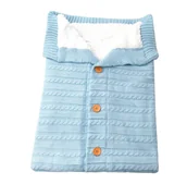 Śpiworki dla dzieci - Miękki Ciepły Koc Śpiwór Dla Noworodka Niebieski Polar - miniaturka - grafika 1